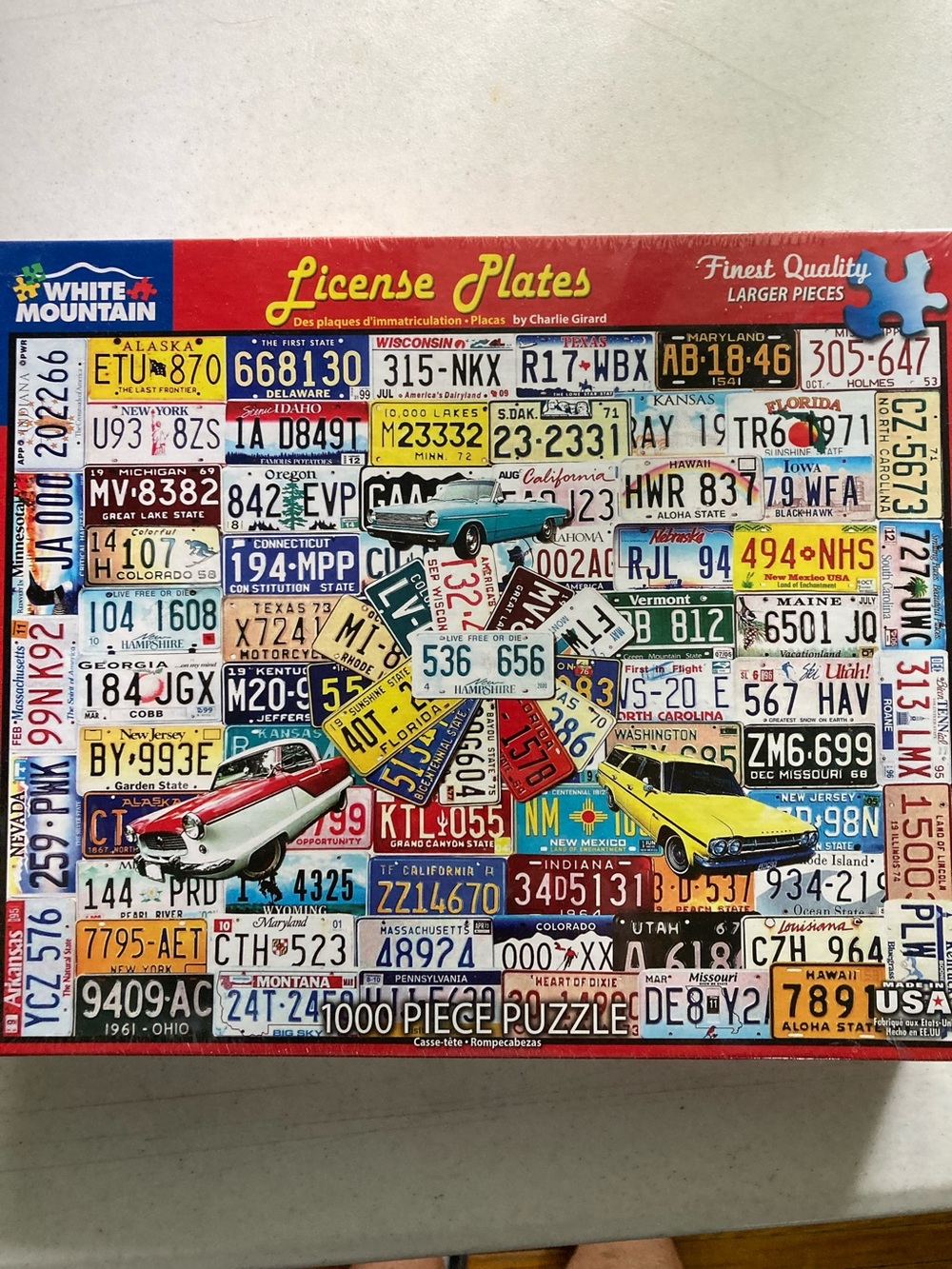 White Mountain 1000 pcs License Plates Jigsaw Puzzle - Picture 1 of 8
